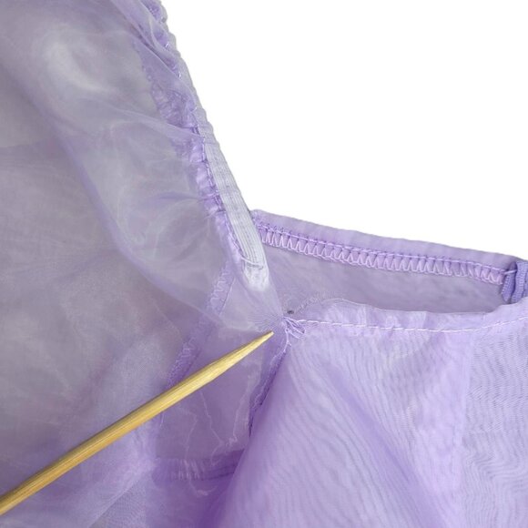 Girl's Purple Princess Dress size S Puff Sleeves Sheer - Picture 5 of 12